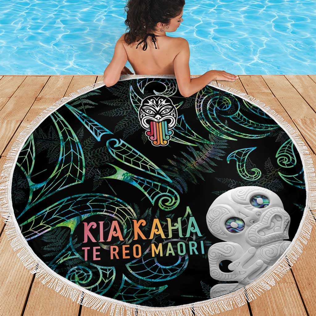 Kia Hara Te reo Maori Beach Blanket Manaia Moko Mix Paua Shell LT7 - Polynesian Pride