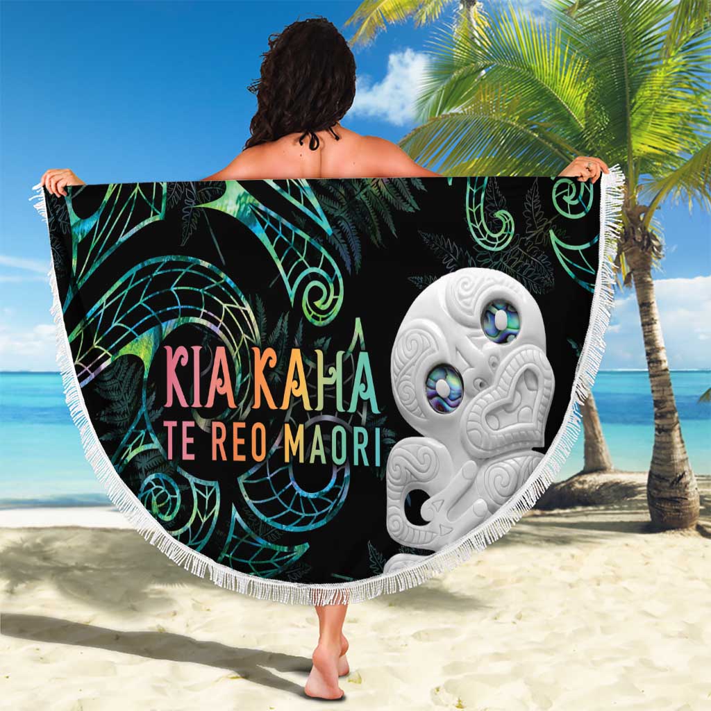Kia Hara Te reo Maori Beach Blanket Manaia Moko Mix Paua Shell LT7 - Polynesian Pride
