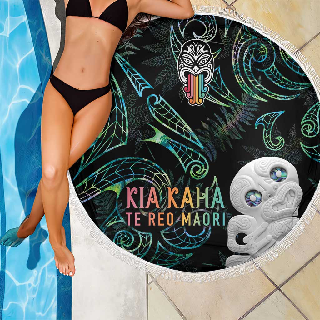 Kia Hara Te reo Maori Beach Blanket Manaia Moko Mix Paua Shell LT7 - Polynesian Pride
