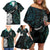 Kia Hara Te reo Maori Family Matching Off Shoulder Short Dress and Hawaiian Shirt Manaia Moko Mix Paua Shell