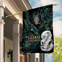 Kia Hara Te reo Maori Garden Flag Manaia Moko Mix Paua Shell LT7 House Flag Green - Polynesian Pride