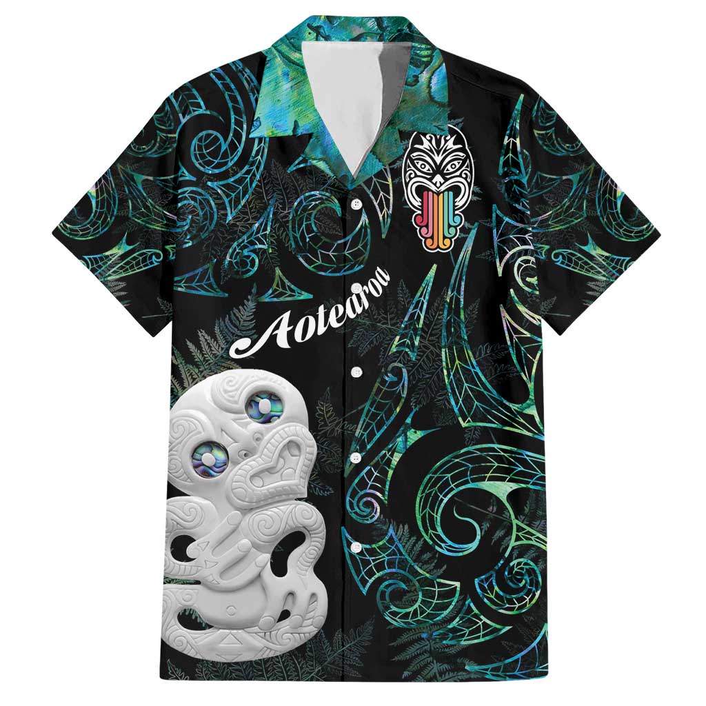 Kia Hara Te reo Maori Hawaiian Shirt Manaia Moko Mix Paua Shell