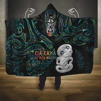 Kia Hara Te reo Maori Hooded Blanket Manaia Moko Mix Paua Shell LT7 - Polynesian Pride