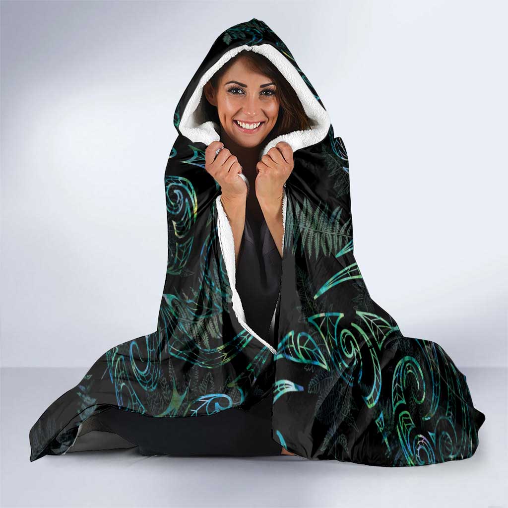 Kia Hara Te reo Maori Hooded Blanket Manaia Moko Mix Paua Shell LT7 - Polynesian Pride