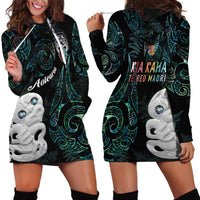 Kia Hara Te reo Maori Hoodie Dress Manaia Moko Mix Paua Shell LT7 - Polynesian Pride