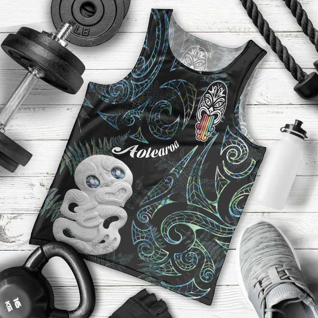 Kia Hara Te reo Maori Men Tank Top Manaia Moko Mix Paua Shell LT7 - Polynesian Pride