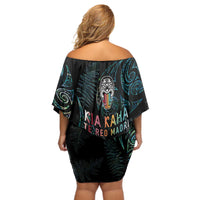 Kia Hara Te reo Maori Off Shoulder Short Dress Manaia Moko Mix Paua Shell LT7 - Polynesian Pride
