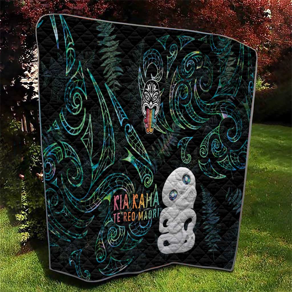 Kia Hara Te reo Maori Quilt Manaia Moko Mix Paua Shell
