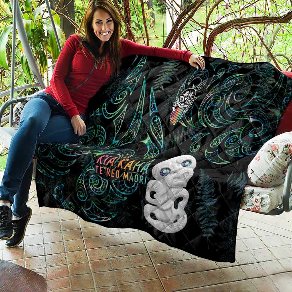 Kia Hara Te reo Maori Quilt Manaia Moko Mix Paua Shell