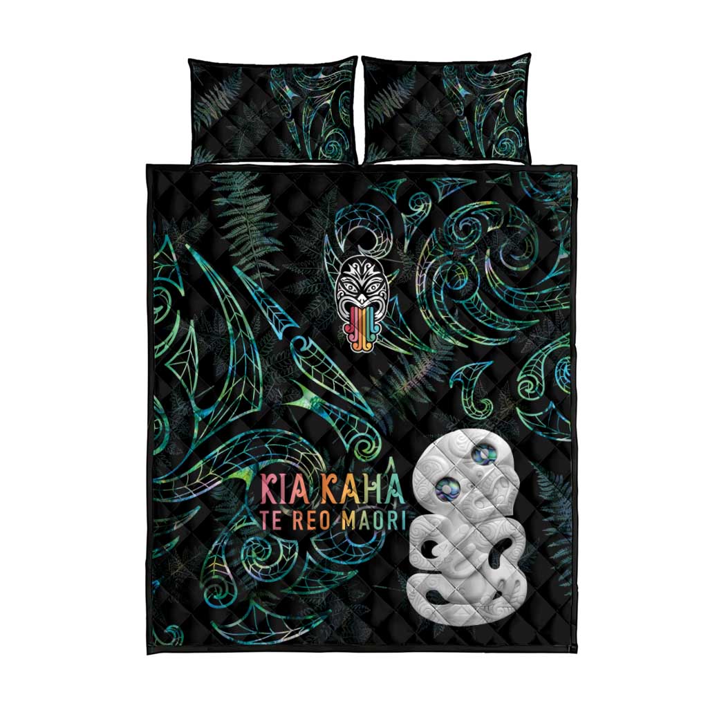 Kia Hara Te reo Maori Quilt Bed Set Manaia Moko Mix Paua Shell LT7 - Polynesian Pride
