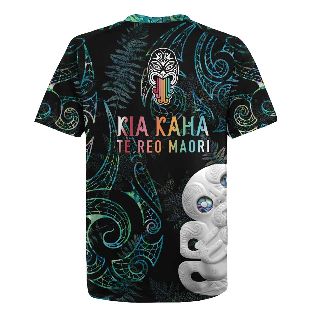 Kia Hara Te reo Maori Rugby Jersey Manaia Moko Mix Paua Shell LT7 - Polynesian Pride