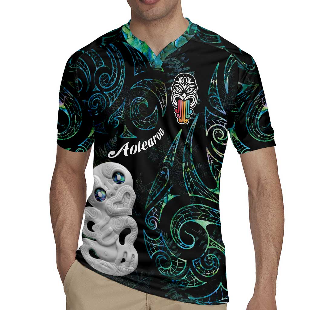 Kia Hara Te reo Maori Rugby Jersey Manaia Moko Mix Paua Shell LT7 - Polynesian Pride