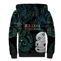 Kia Hara Te reo Maori Sherpa Hoodie Manaia Moko Mix Paua Shell LT7 - Polynesian Pride