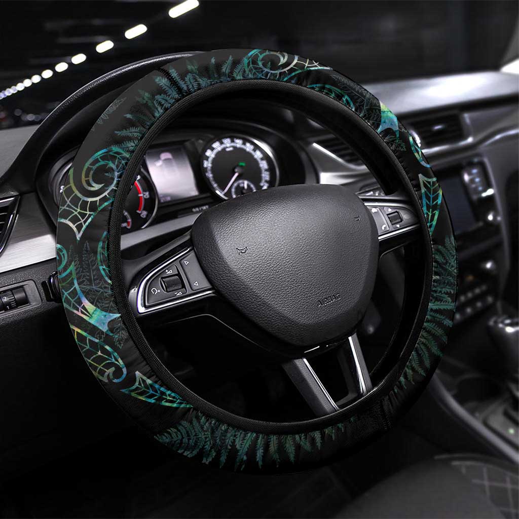 Kia Hara Te reo Maori Steering Wheel Cover Manaia Moko Mix Paua Shell LT7 Universal Fit Green - Polynesian Pride
