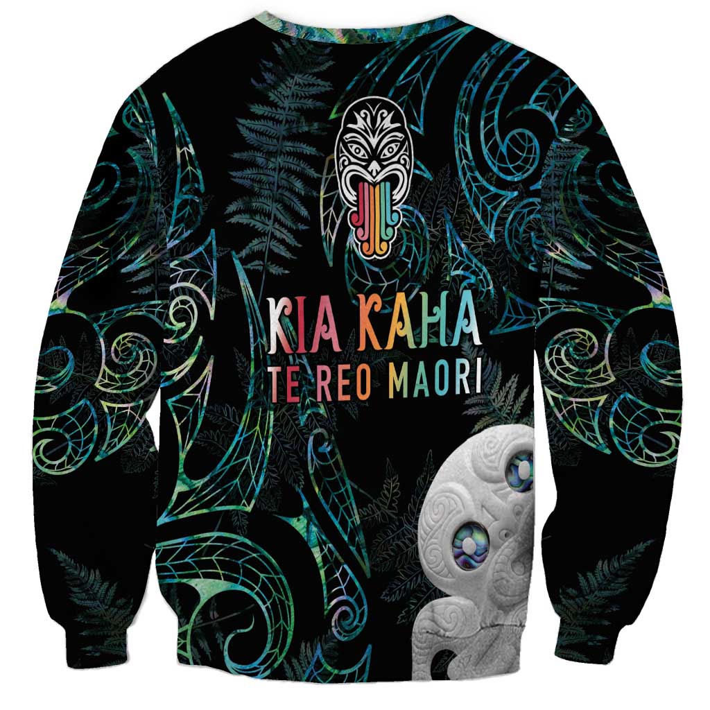 Kia Hara Te reo Maori Sweatshirt Manaia Moko Mix Paua Shell LT7 - Polynesian Pride