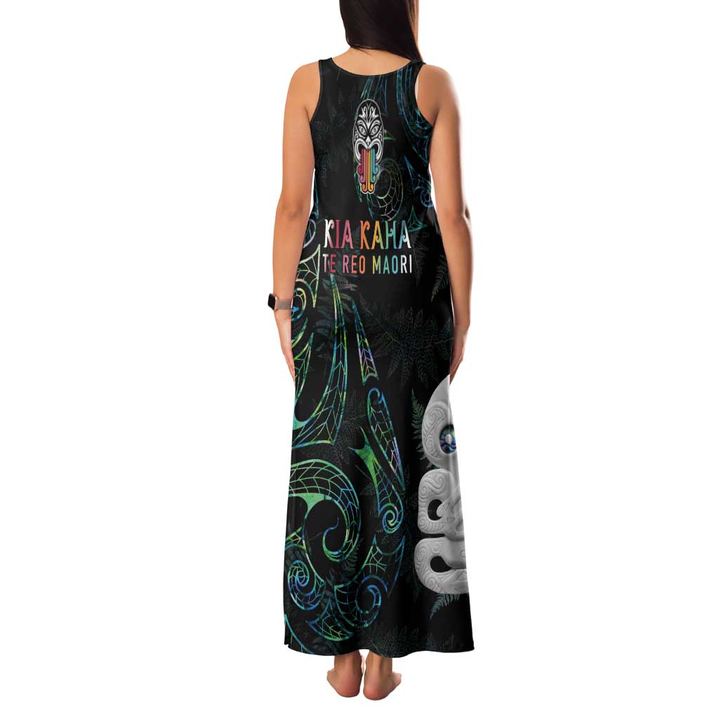 Kia Hara Te reo Maori Tank Maxi Dress Manaia Moko Mix Paua Shell LT7 - Polynesian Pride