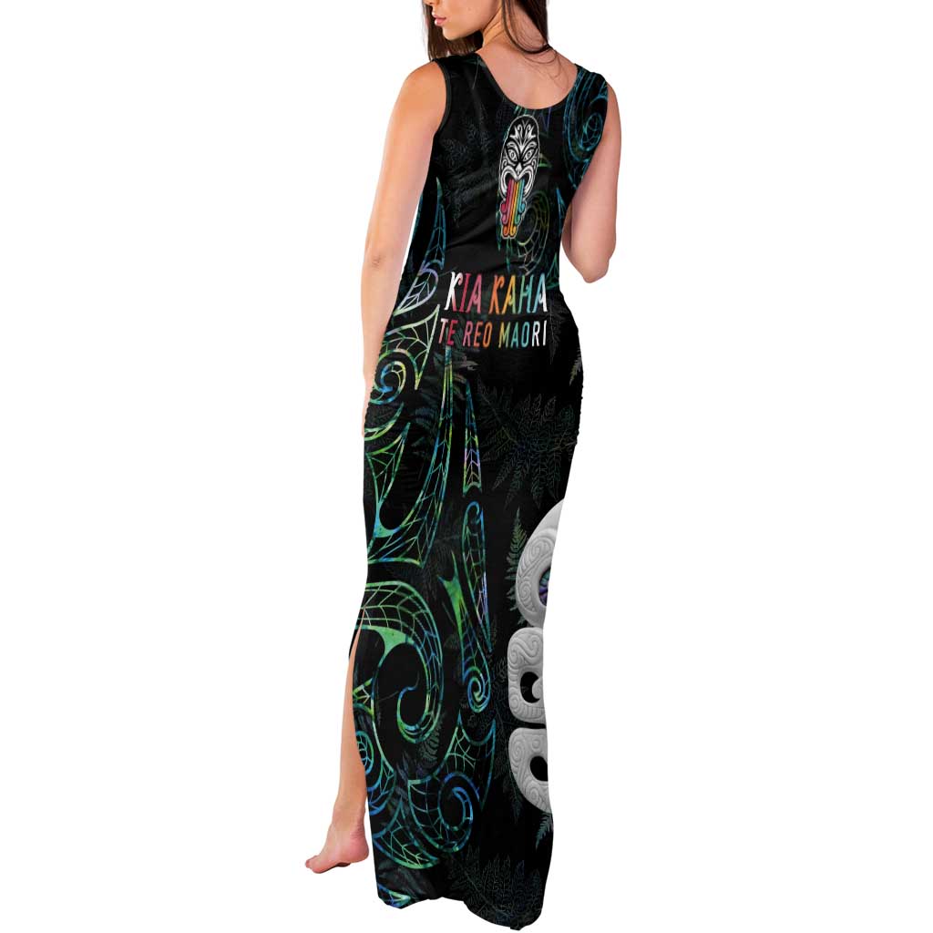 Kia Hara Te reo Maori Tank Maxi Dress Manaia Moko Mix Paua Shell LT7 - Polynesian Pride