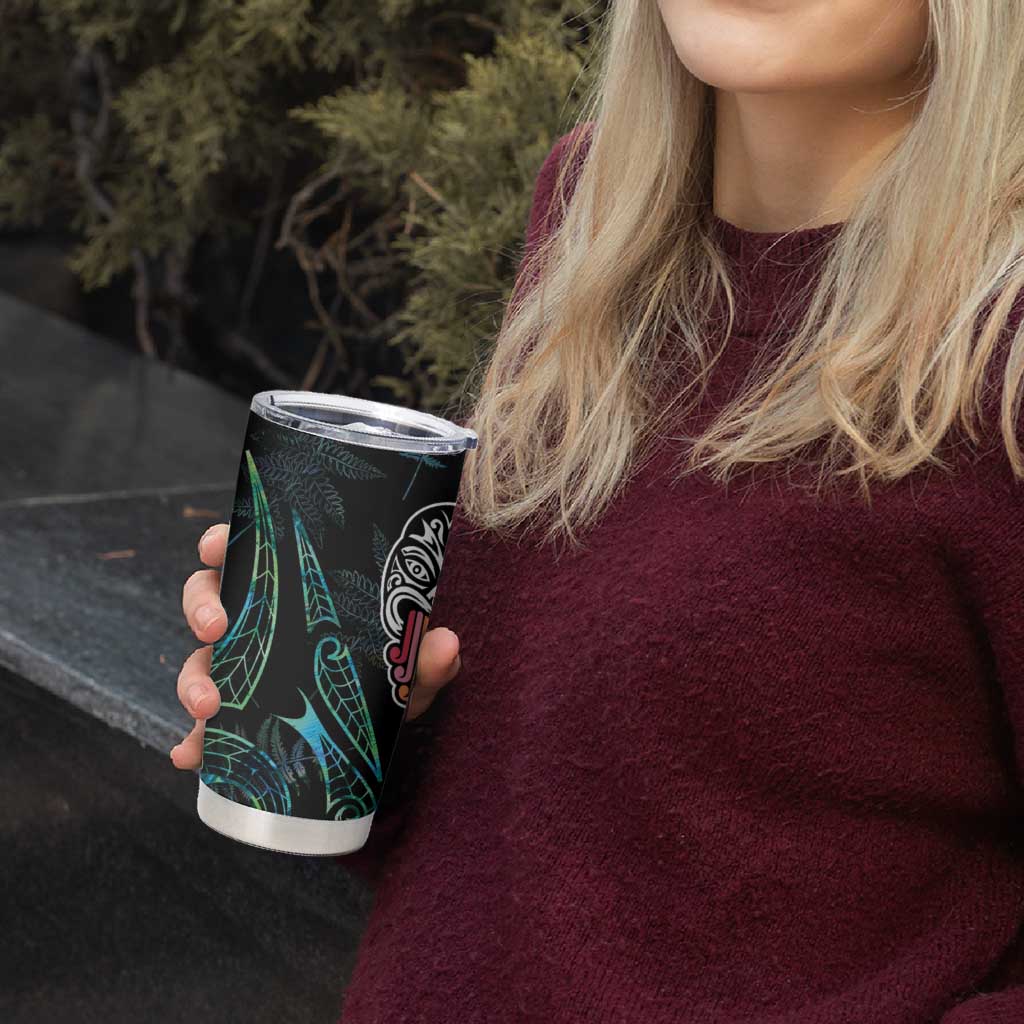 Kia Hara Te reo Maori Tumbler Cup Manaia Moko Mix Paua Shell LT7 - Polynesian Pride
