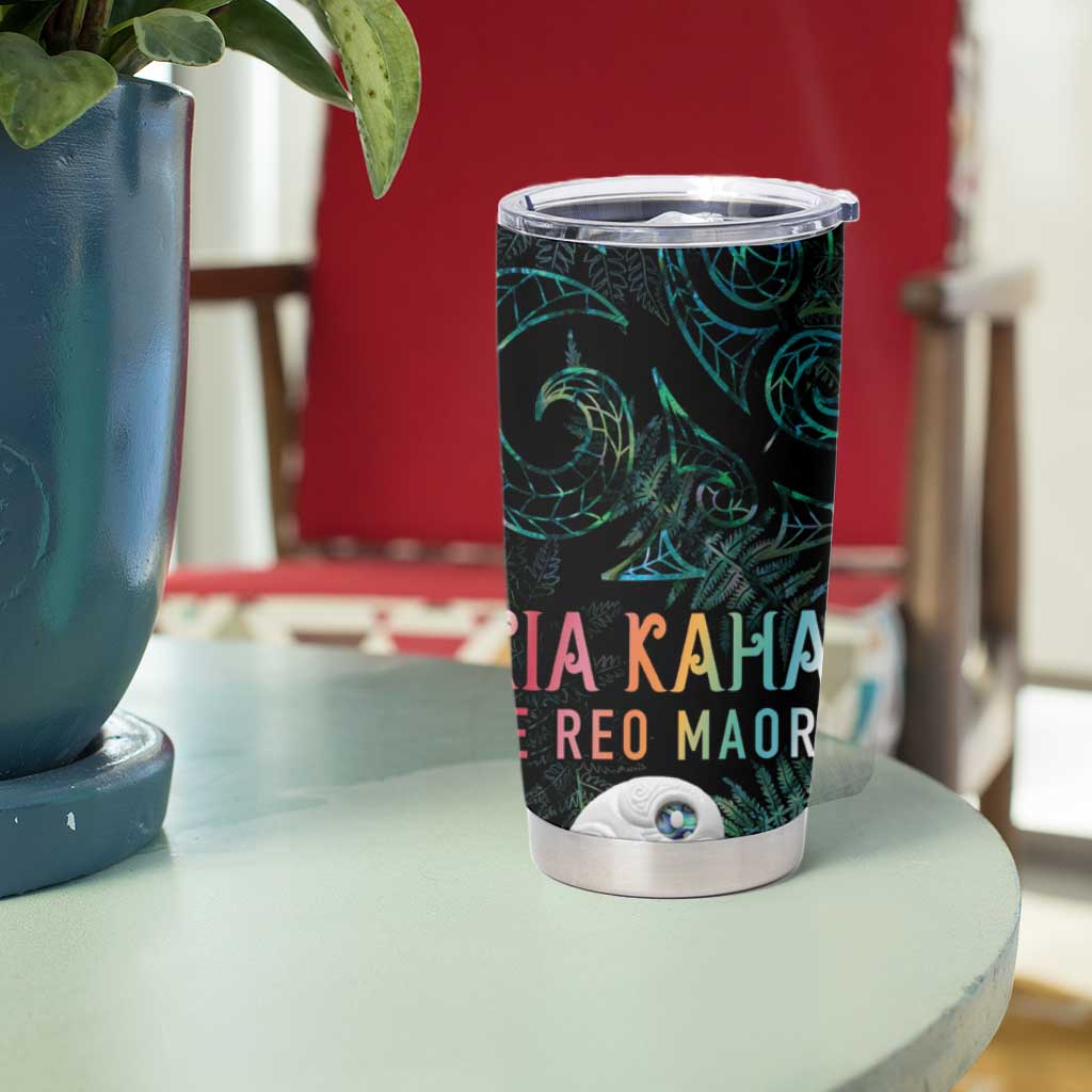 Kia Hara Te reo Maori Tumbler Cup Manaia Moko Mix Paua Shell LT7 - Polynesian Pride