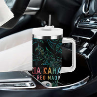 Kia Hara Te reo Maori Tumbler With Handle Manaia Moko Mix Paua Shell LT7 - Polynesian Pride