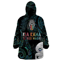 Kia Hara Te reo Maori Wearable Blanket Hoodie Manaia Moko Mix Paua Shell LT7 - Polynesian Pride