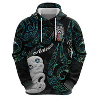 Kia Hara Te reo Maori Zip Hoodie Manaia Moko Mix Paua Shell