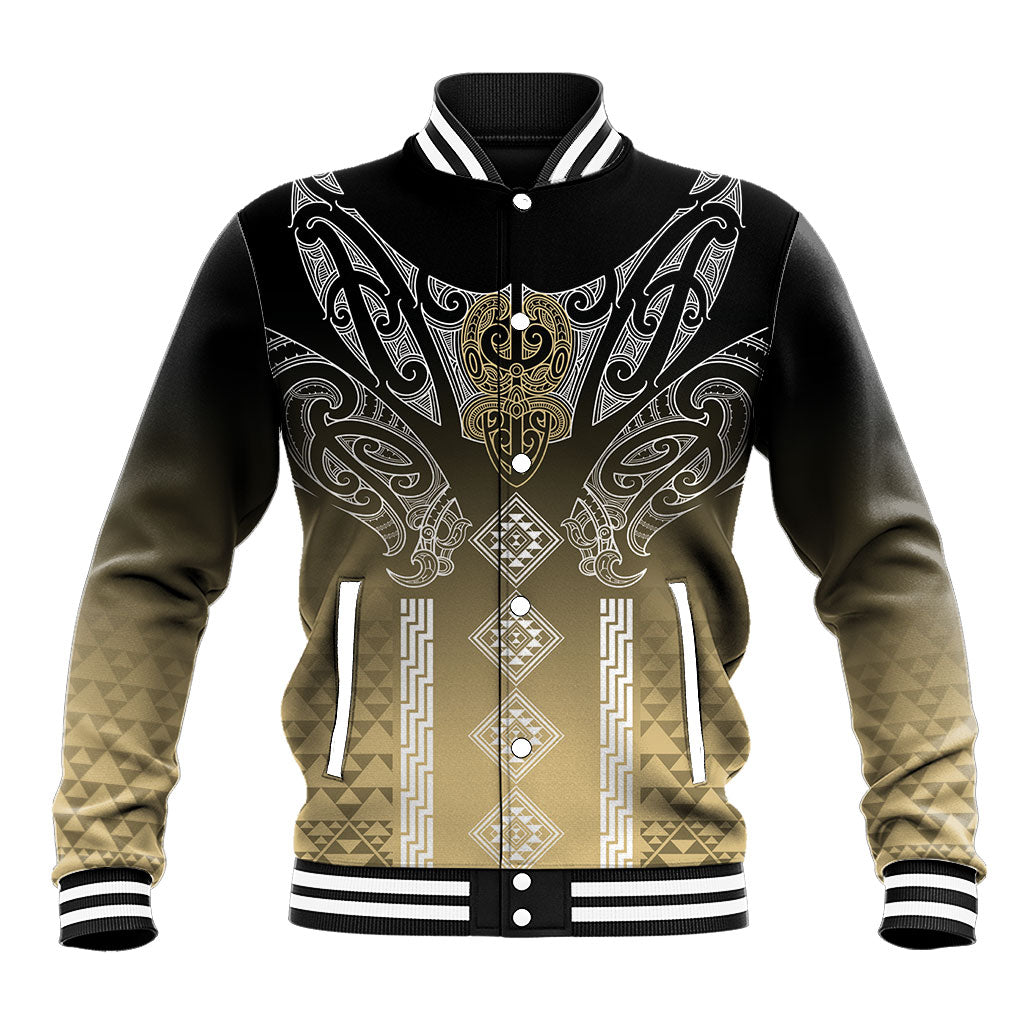 Aotearoa Maori Iwi Heritage Baseball Jacket Waikato Tainui Parauri LT7 Unisex Earth Gold - Polynesian Pride