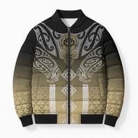 Aotearoa Maori Iwi Heritage Bomber Puffer Jacket Waikato Tainui Parauri LT7 Unisex Earth Gold - Polynesian Pride