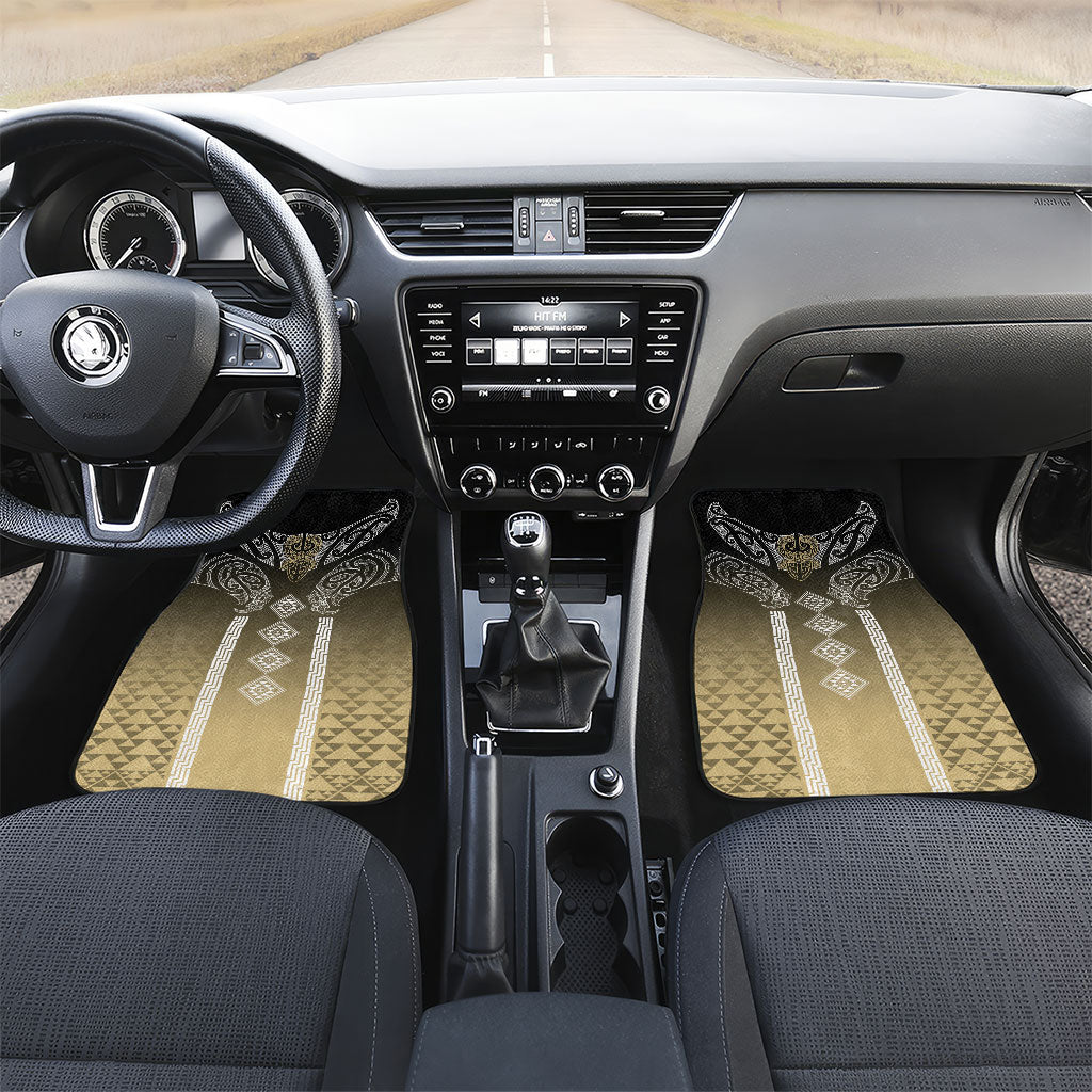 Aotearoa Maori Iwi Heritage Car Mats Waikato Tainui Parauri LT7 Set 2pcs - Front Earth Gold - Polynesian Pride