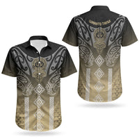 Aotearoa Maori Iwi Heritage Couples Matching Off Shoulder Maxi Dress and Hawaiian Shirt Waikato Tainui Parauri LT7 - Polynesian Pride