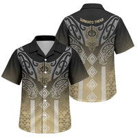 Aotearoa Maori Iwi Heritage Family Matching Long Sleeve Bodycon Dress and Hawaiian Shirt Waikato Tainui Parauri LT7 Son's Shirt Earth Gold - Polynesian Pride