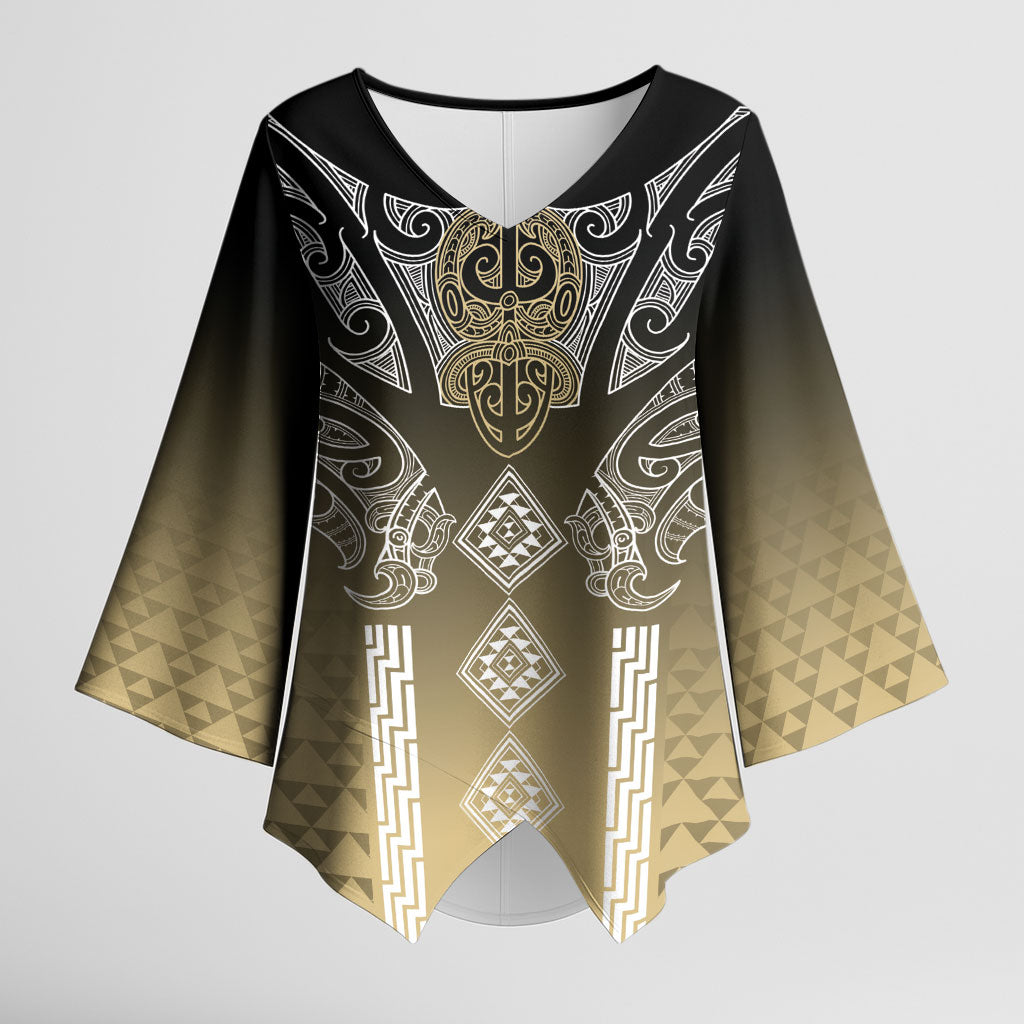 Aotearoa Maori Iwi Heritage Kimono Sleeve Blouse Waikato Tainui Parauri LT7 Female Earth Gold - Polynesian Pride
