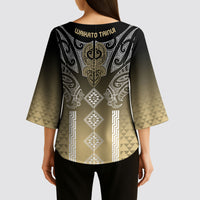 Aotearoa Maori Iwi Heritage Kimono Sleeve Blouse Waikato Tainui Parauri LT7 - Polynesian Pride