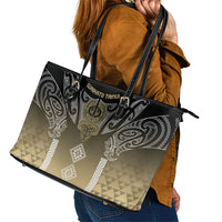 Aotearoa Maori Iwi Heritage Leather Tote Bag Waikato Tainui Parauri LT7 - Polynesian Pride