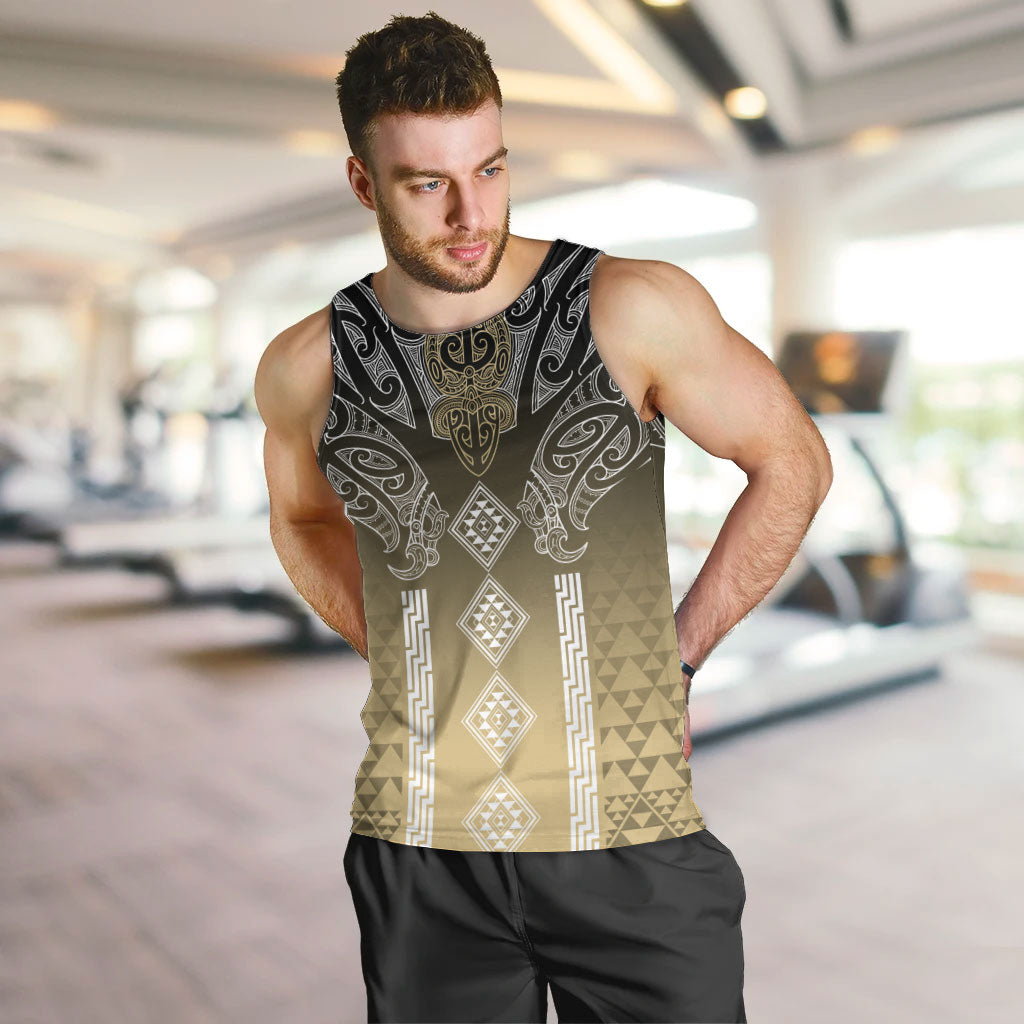 Aotearoa Maori Iwi Heritage Men Tank Top Waikato Tainui Parauri LT7 Earth Gold - Polynesian Pride