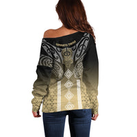 Aotearoa Maori Iwi Heritage Off Shoulder Sweater Waikato Tainui Parauri LT7 - Polynesian Pride