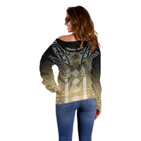 Aotearoa Maori Iwi Heritage Off Shoulder Sweater Waikato Tainui Parauri LT7 - Polynesian Pride