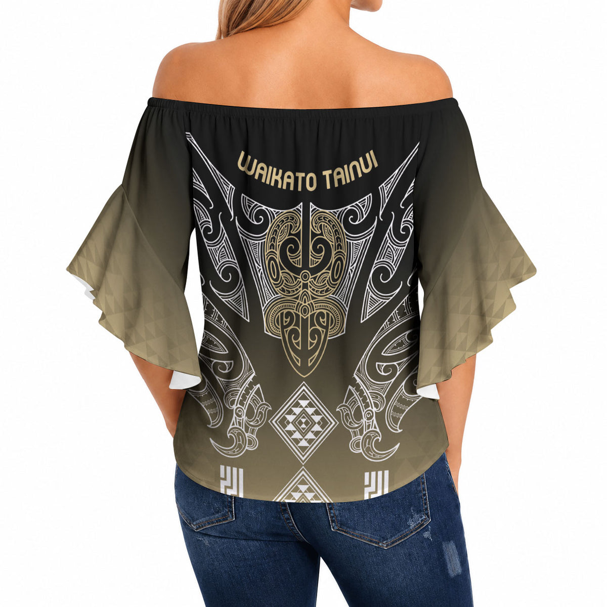 Aotearoa Maori Iwi Heritage Off Shoulder Wrap Waist Top Waikato Tainui Parauri LT7 - Polynesian Pride