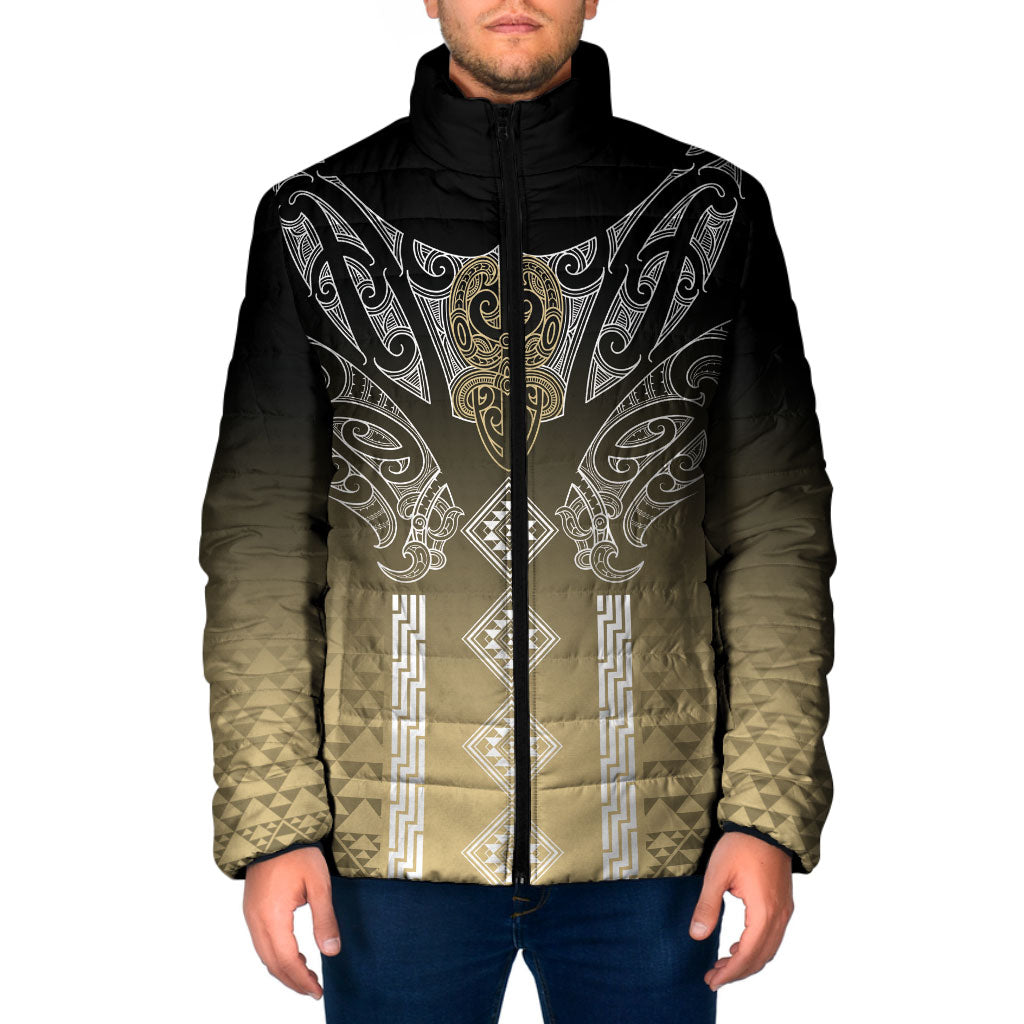 Aotearoa Maori Iwi Heritage Padded Jacket Waikato Tainui Parauri LT7 Men Earth Gold - Polynesian Pride