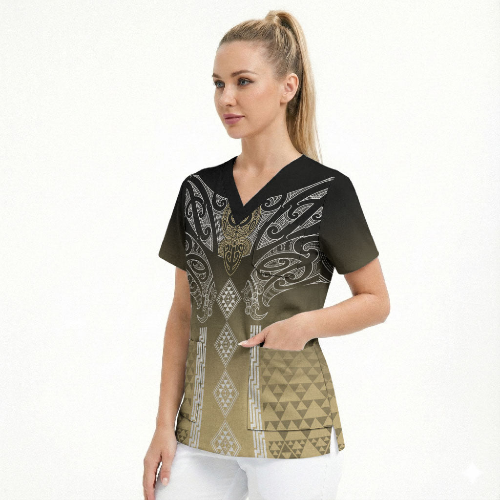 Aotearoa Maori Iwi Heritage Scrub Top Waikato Tainui Parauri LT7 - Polynesian Pride