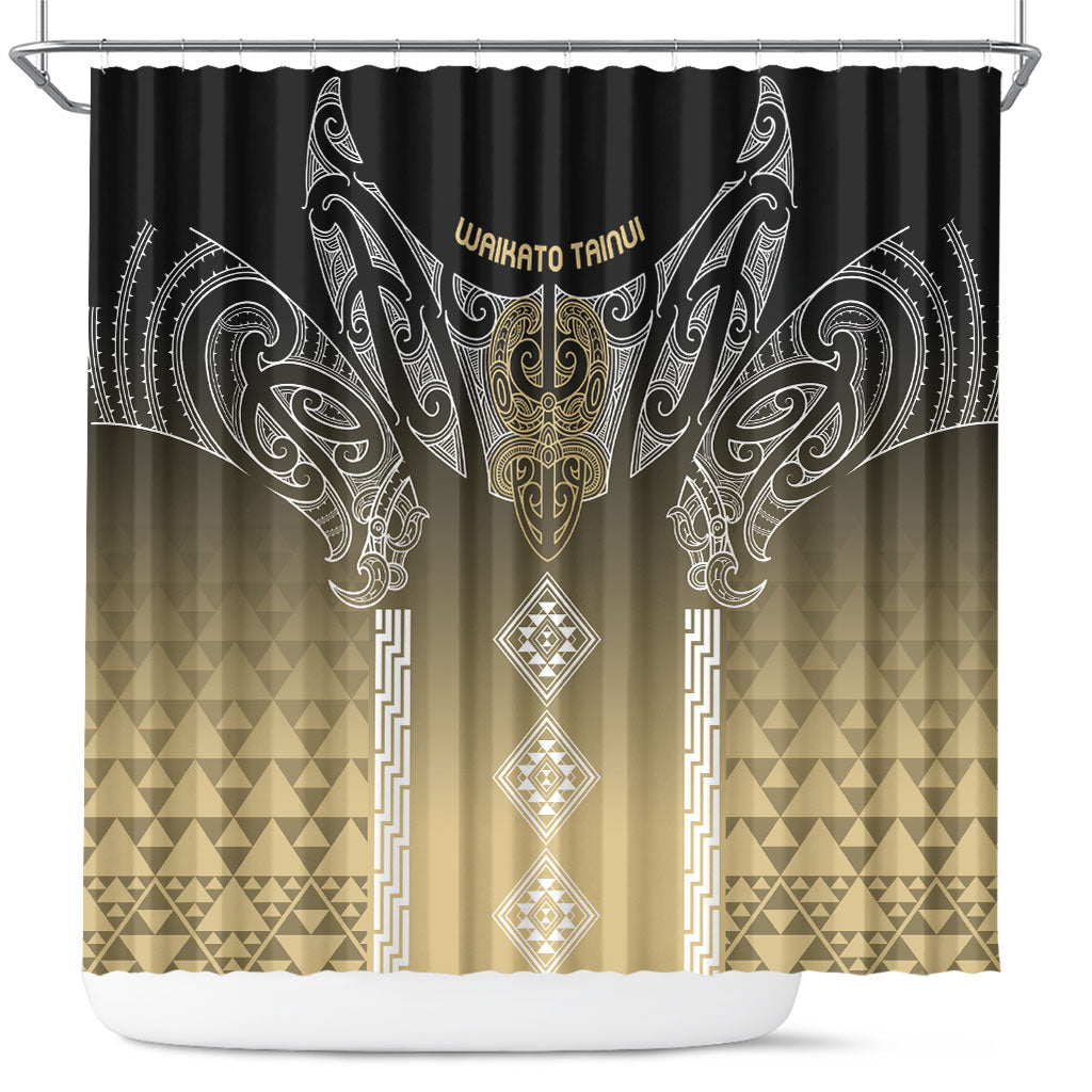 Aotearoa Maori Iwi Heritage Shower Curtain Waikato Tainui Parauri LT7 Earth Gold - Polynesian Pride