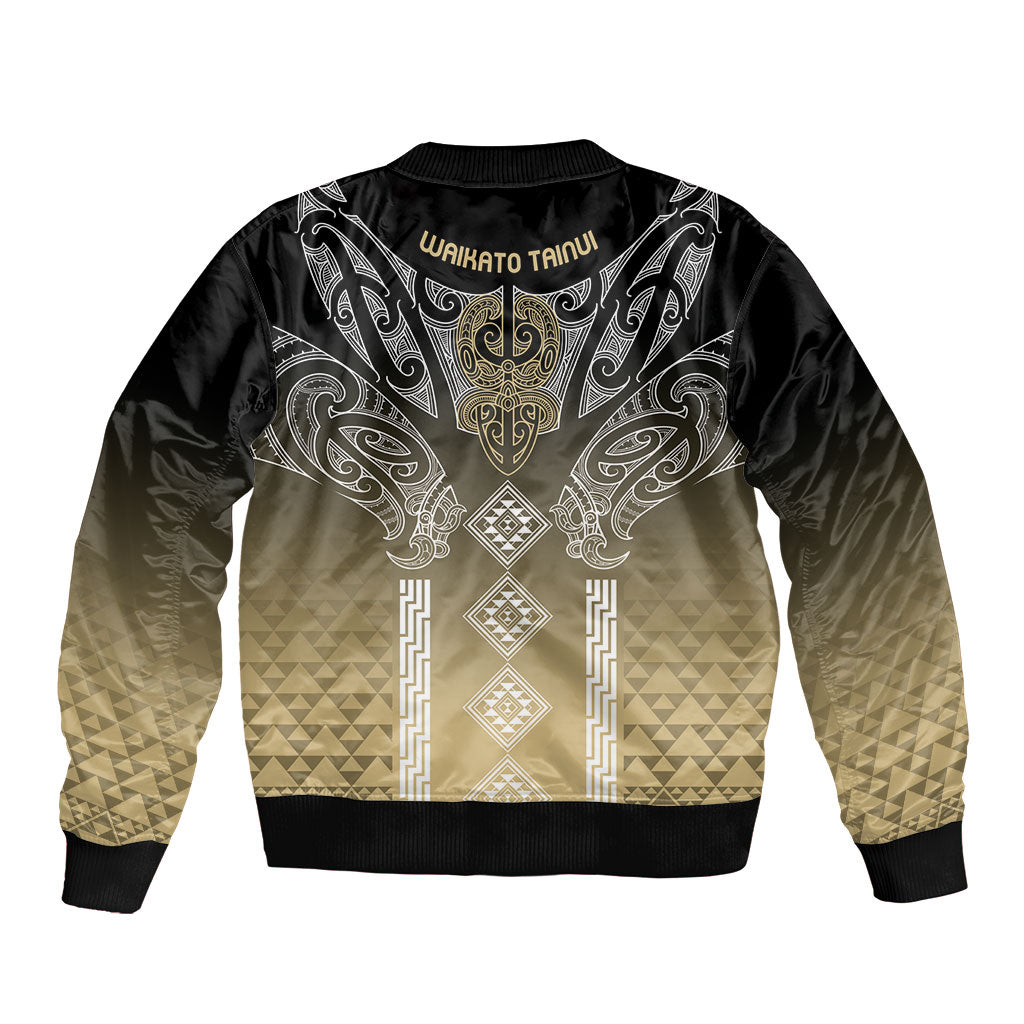 Aotearoa Maori Iwi Heritage Sleeve Zip Bomber Jacket Waikato Tainui Parauri LT7 - Polynesian Pride