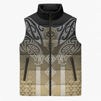 Aotearoa Maori Iwi Heritage Sleeveless Puffer Jacket Waikato Tainui Parauri LT7 Unisex Earth Gold - Polynesian Pride