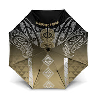 Aotearoa Maori Iwi Heritage Umbrella Waikato Tainui Parauri LT7 One Size Folded 11.42 inch Opened Diameter 37.4 inch Earth Gold - Polynesian Pride