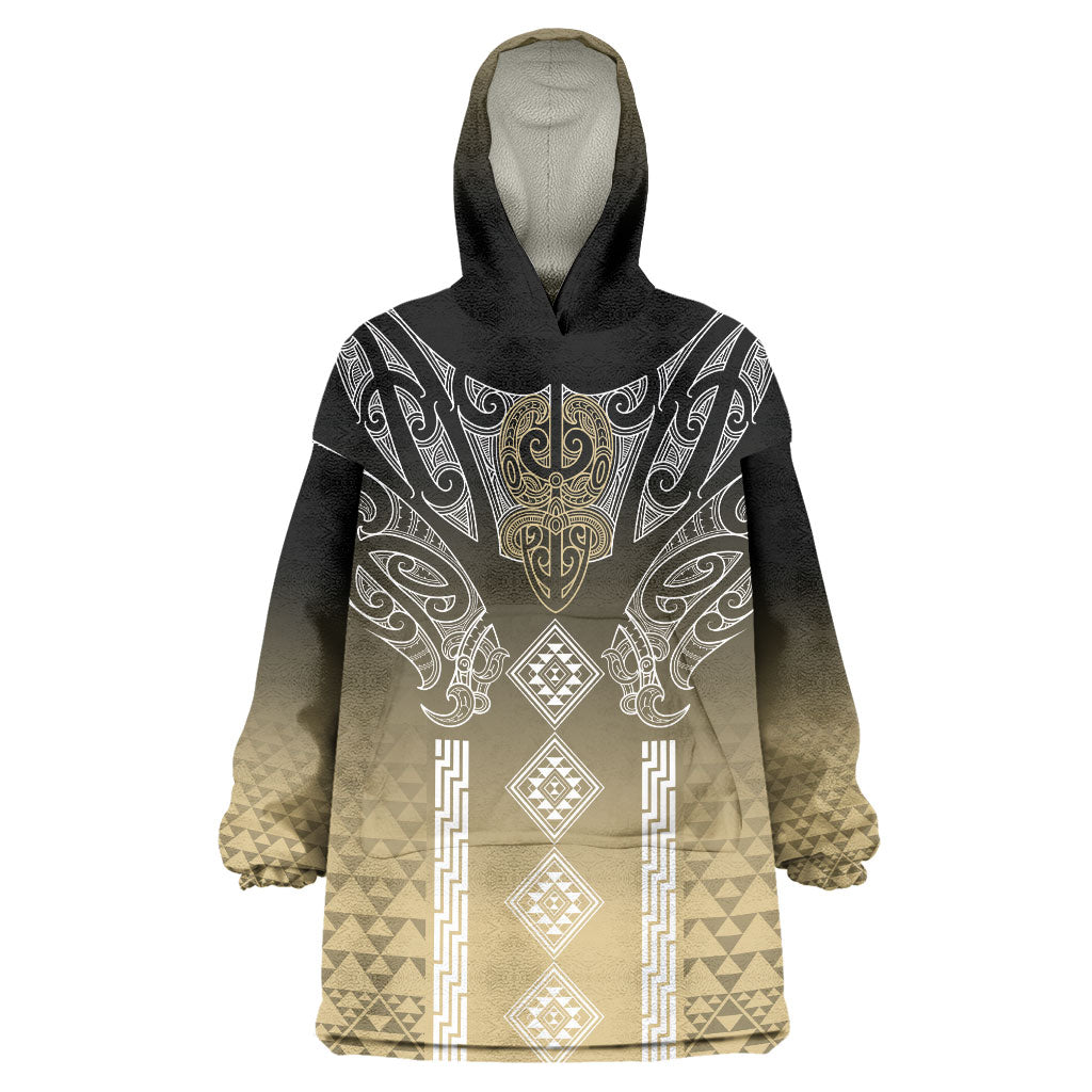 Aotearoa Maori Iwi Heritage Wearable Blanket Hoodie Waikato Tainui Parauri LT7 One Size Earth Gold - Polynesian Pride