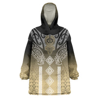 Aotearoa Maori Iwi Heritage Wearable Blanket Hoodie Waikato Tainui Parauri LT7 One Size Earth Gold - Polynesian Pride