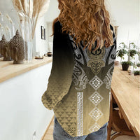 Aotearoa Maori Iwi Heritage Women Casual Shirt Waikato Tainui Parauri LT7 - Polynesian Pride