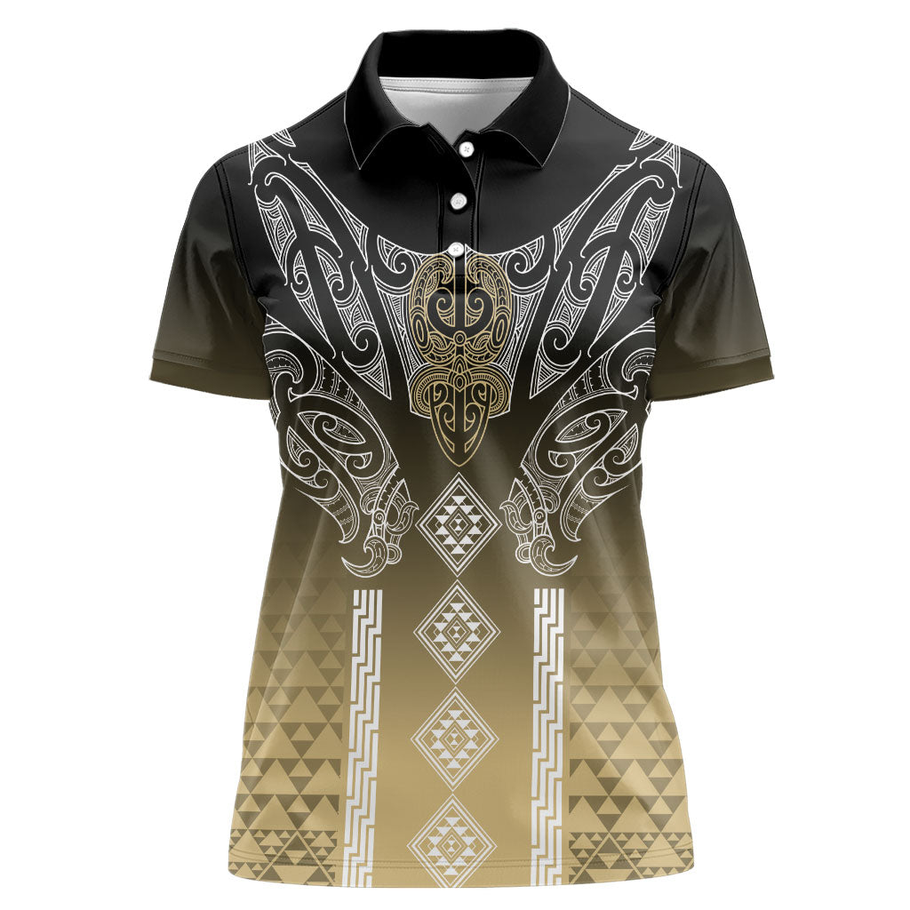 Aotearoa Maori Iwi Heritage Women Polo Shirt Waikato Tainui Parauri LT7 Female Earth Gold - Polynesian Pride