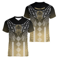 Aotearoa Maori Iwi Heritage Women V-Neck T-Shirt Waikato Tainui Parauri LT7 - Polynesian Pride
