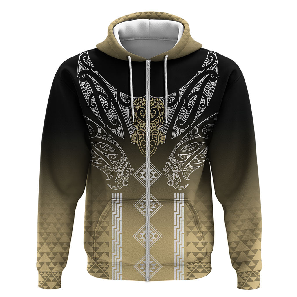 Aotearoa Maori Iwi Heritage Zip Hoodie Waikato Tainui Parauri LT7 Zip Hoodie Earth Gold - Polynesian Pride
